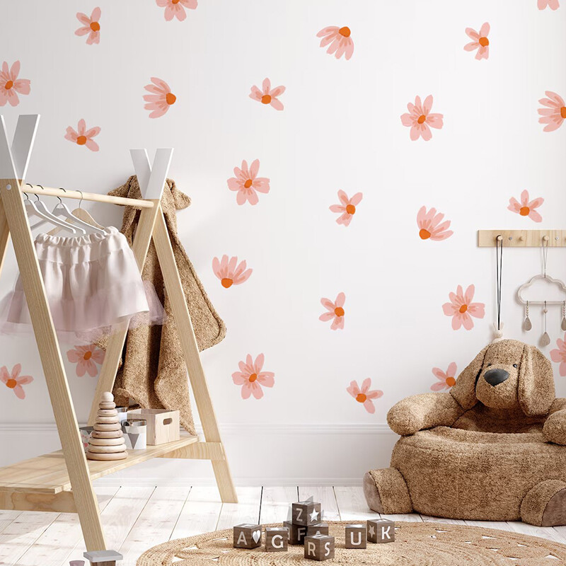 Rózsaszín sakura fali matricák otthoni dekorációhoz lányoknak Hálószoba Nappali Növény virágok Falmatricák Barkács fali művészet tapéta