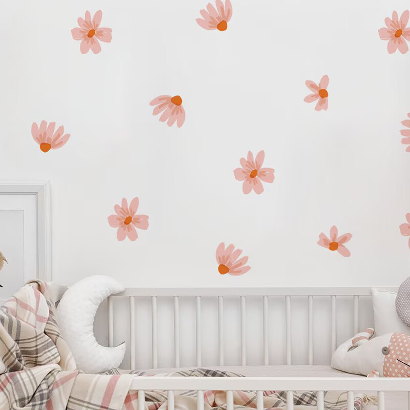 Rózsaszín sakura fali matricák otthoni dekorációhoz lányoknak Hálószoba Nappali Növény virágok Falmatricák Barkács fali művészet tapéta