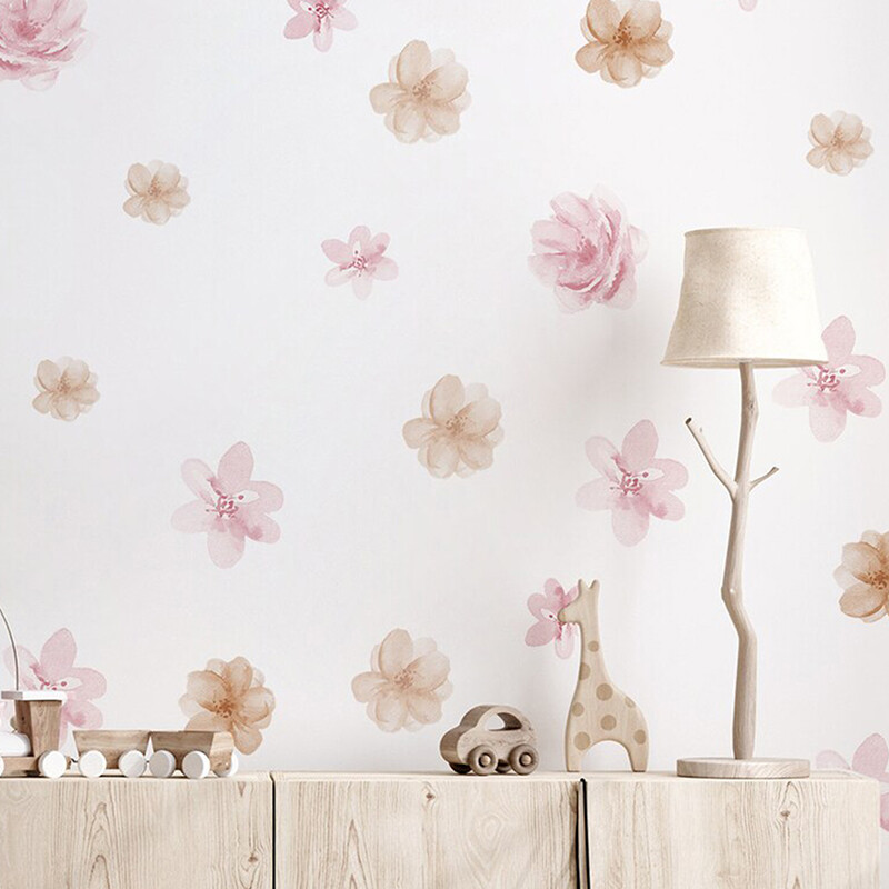 Boho rózsaszín virágos botanikai falmatricák dekoráció gyerekeknek nappali nappali belső ház dekoráció vinil falmatricák falfestmény