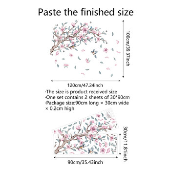Φρέσκα κλαδιά Αυτοκόλλητο τοίχου Πεταλούδες Πουλιά Ταπετσαρία Ροζ Λουλούδια Αυτοκόλλητο τοίχου Σαλόνι Υπνοδωμάτιο Σπίτι Διακόσμηση Χαλκομανίες Τοιχογραφίες