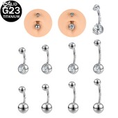 ZS 1 db 14G F136 G23 titán köldök gyűrű nőknek 8/10/12/14MM köldökgyűrűk fehér CZ kristály köldökpiercing ékszerek