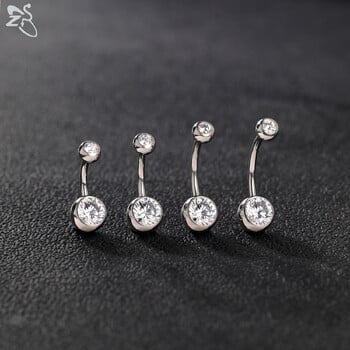 ZS 1 PC 14G F136 G23 Titanium Belly Button Ring for Women 8/10/12/14MM Ομφάλιος δακτύλιος Λευκό CZ Crystal Navel Piercing Jewelry