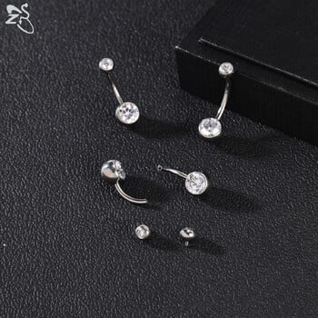 ZS 1 PC 14G F136 G23 Titanium Belly Button Ring for Women 8/10/12/14MM Ομφάλιος δακτύλιος Λευκό CZ Crystal Navel Piercing Jewelry