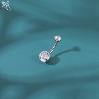 ZS 1 PC 14G F136 G23 Titanium Belly Button Ring for Women 8/10/12/14MM Ομφάλιος δακτύλιος Λευκό CZ Crystal Navel Piercing Jewelry