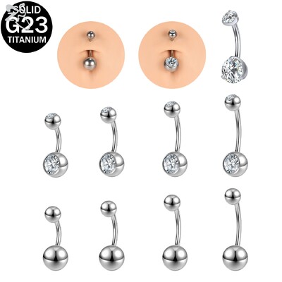 ZS 1 db 14G F136 G23 titán köldök gyűrű nőknek 8/10/12/14MM köldökgyűrűk fehér CZ kristály köldökpiercing ékszerek