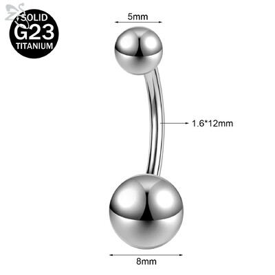ZS 1 db 14G F136 G23 titán köldök gyűrű nőknek 8/10/12/14MM köldökgyűrűk fehér CZ kristály köldökpiercing ékszerek