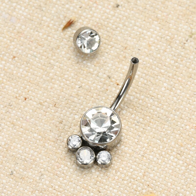 Titánové krúžky do pupka s vnútorným závitom G23, drobný piercing do pupka pre ženy, piercing CZ ASTM F136, brušné tyčinky