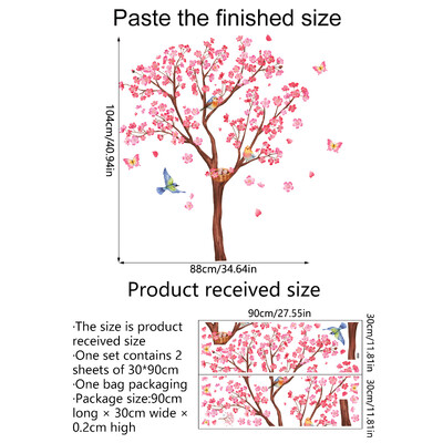 Persikų žiedų medžio sienų lipdukas Paukščiai sienų lipdukai Gėlės paukščių lipdukai sienų lipdukai miegamojo vaikų kambario tapetai