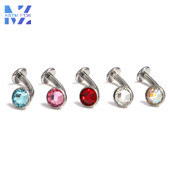 Titánový prsteň do pupka F136, 14 gramov, zirkónový necht, plochá tyčinka, lesklý necht do obočia, piercing šperky.