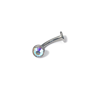 Titánový prsteň do pupka F136, 14 gramov, zirkónový necht, plochá tyčinka, lesklý necht do obočia, piercing šperky.