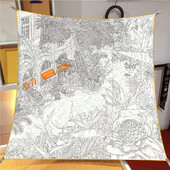 Naujo dizaino Jungle Palace Twill šilko skara skara Prabangios prekės ženklo kvadratinis šalikas, moteriškas Hijab Bandana Foulard kaklaskarės galvos kaklaskarės