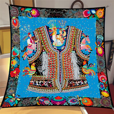 Naujo dizaino Jungle Palace Twill šilko skara skara Prabangios prekės ženklo kvadratinis šalikas, moteriškas Hijab Bandana Foulard kaklaskarės galvos kaklaskarės