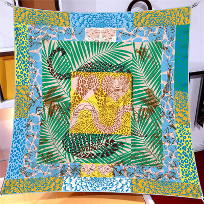 Naujo dizaino Jungle Palace Twill šilko skara skara Prabangios prekės ženklo kvadratinis šalikas, moteriškas Hijab Bandana Foulard kaklaskarės galvos kaklaskarės