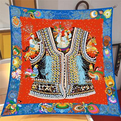 Naujo dizaino Jungle Palace Twill šilko skara skara Prabangios prekės ženklo kvadratinis šalikas, moteriškas Hijab Bandana Foulard kaklaskarės galvos kaklaskarės