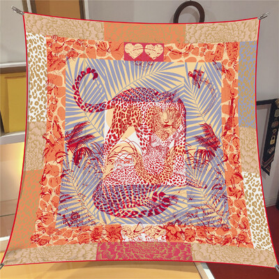 Naujo dizaino Jungle Palace Twill šilko skara skara Prabangios prekės ženklo kvadratinis šalikas, moteriškas Hijab Bandana Foulard kaklaskarės galvos kaklaskarės