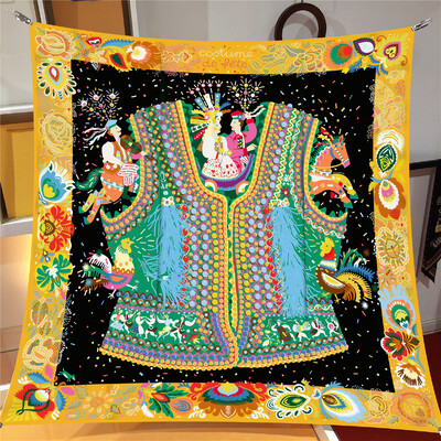 Naujo dizaino Jungle Palace Twill šilko skara skara Prabangios prekės ženklo kvadratinis šalikas, moteriškas Hijab Bandana Foulard kaklaskarės galvos kaklaskarės