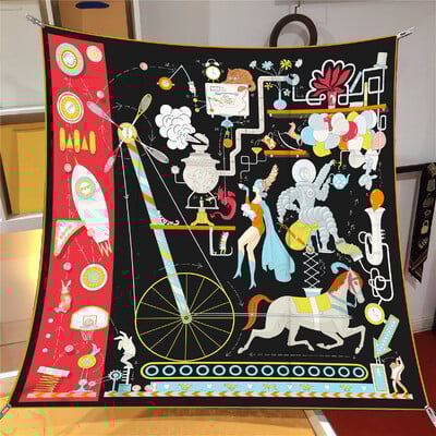 Naujo dizaino Jungle Palace Twill šilko skara skara Prabangios prekės ženklo kvadratinis šalikas, moteriškas Hijab Bandana Foulard kaklaskarės galvos kaklaskarės