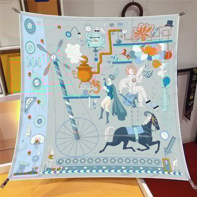 Naujo dizaino Jungle Palace Twill šilko skara skara Prabangios prekės ženklo kvadratinis šalikas, moteriškas Hijab Bandana Foulard kaklaskarės galvos kaklaskarės