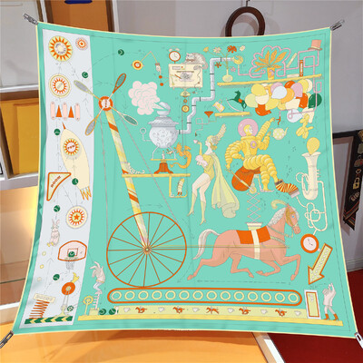 Naujo dizaino Jungle Palace Twill šilko skara skara Prabangios prekės ženklo kvadratinis šalikas, moteriškas Hijab Bandana Foulard kaklaskarės galvos kaklaskarės