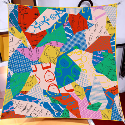 Naujo dizaino Jungle Palace Twill šilko skara skara Prabangios prekės ženklo kvadratinis šalikas, moteriškas Hijab Bandana Foulard kaklaskarės galvos kaklaskarės