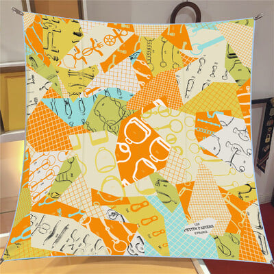 Naujo dizaino Jungle Palace Twill šilko skara skara Prabangios prekės ženklo kvadratinis šalikas, moteriškas Hijab Bandana Foulard kaklaskarės galvos kaklaskarės