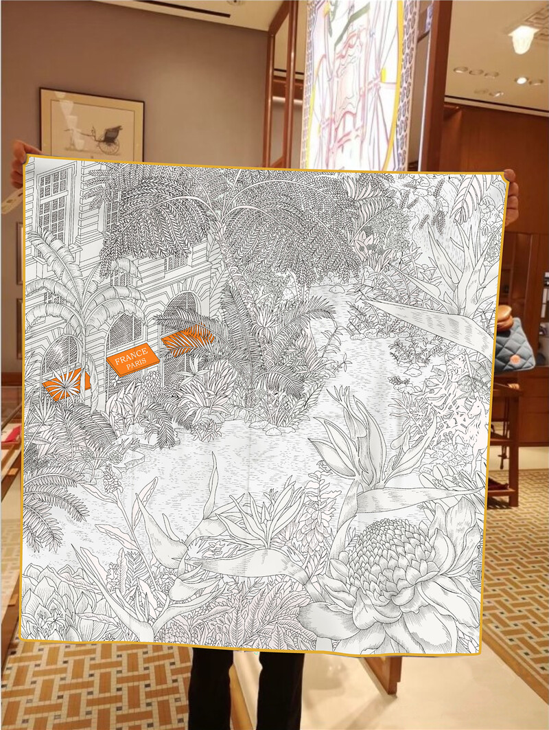 Naujo dizaino Jungle Palace Twill šilko skara skara Prabangios prekės ženklo kvadratinis šalikas, moteriškas Hijab Bandana Foulard kaklaskarės galvos kaklaskarės