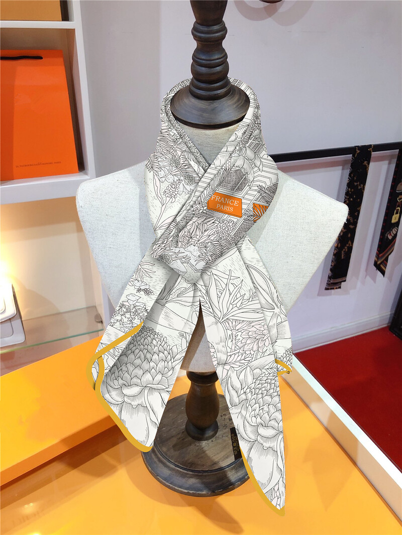 Naujo dizaino Jungle Palace Twill šilko skara skara Prabangios prekės ženklo kvadratinis šalikas, moteriškas Hijab Bandana Foulard kaklaskarės galvos kaklaskarės