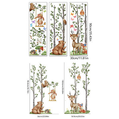 Rajzfilm erdei állatok nagy fa őzbarna fali matrica baba hálószoba gyerekszoba fali matrica gyerekszobának öntapadós tapéta
