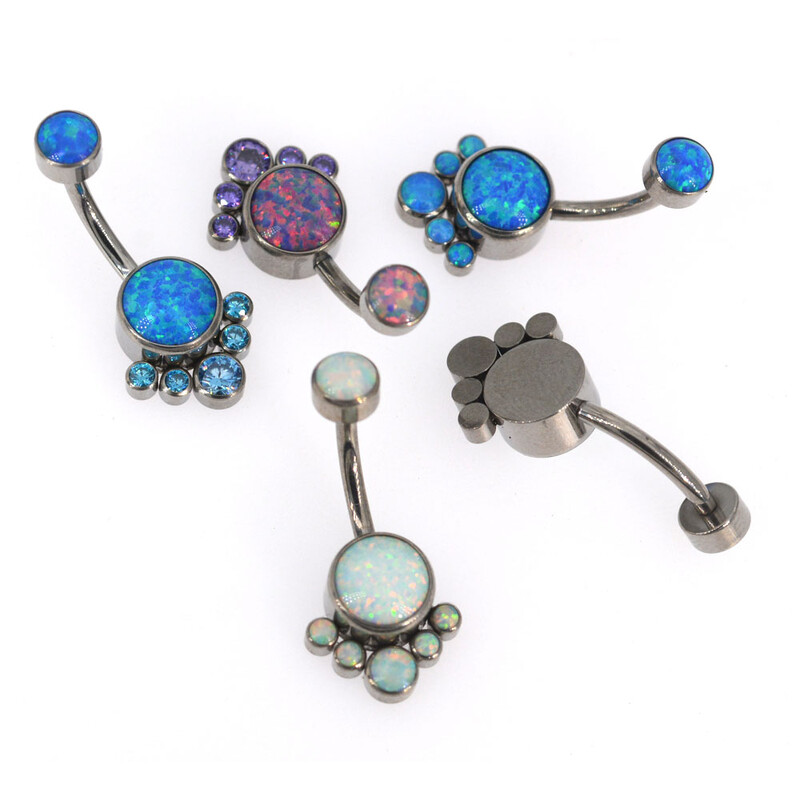 ASTM F136 titán köldök gyűrűk opál belső menetes köldökívek súlyzó köldökgyűrű női piercing ékszer G23