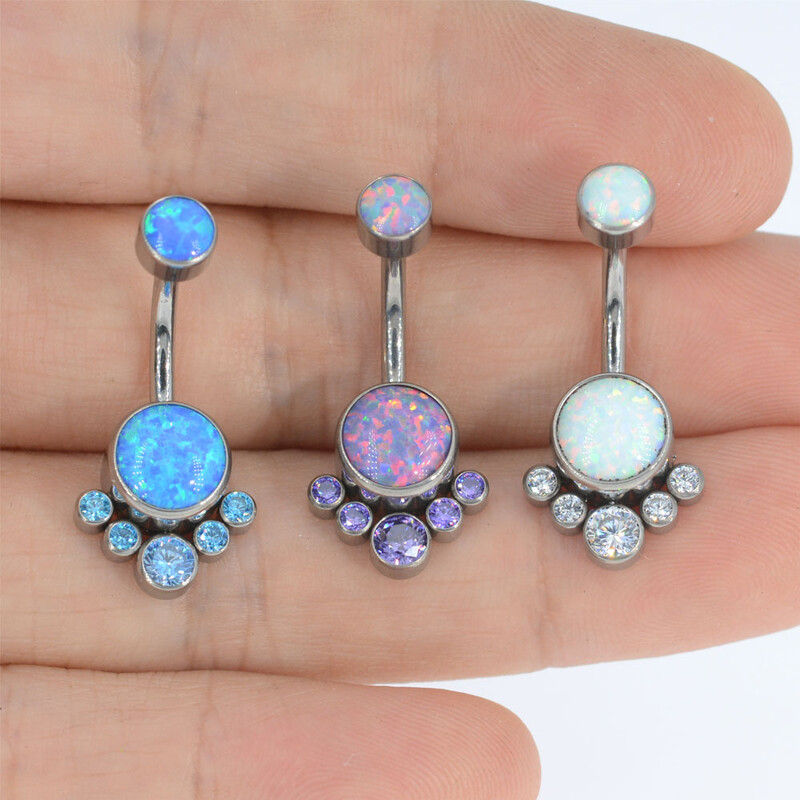 ASTM F136 titán köldök gyűrűk opál belső menetes köldökívek súlyzó köldökgyűrű női piercing ékszer G23