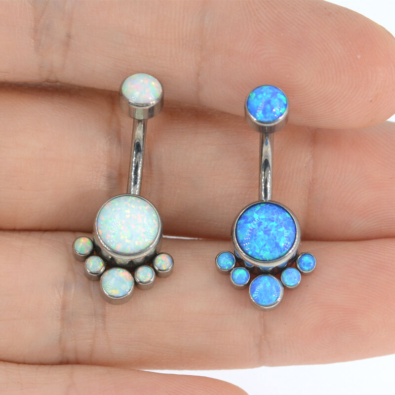 ASTM F136 titán köldök gyűrűk opál belső menetes köldökívek súlyzó köldökgyűrű női piercing ékszer G23