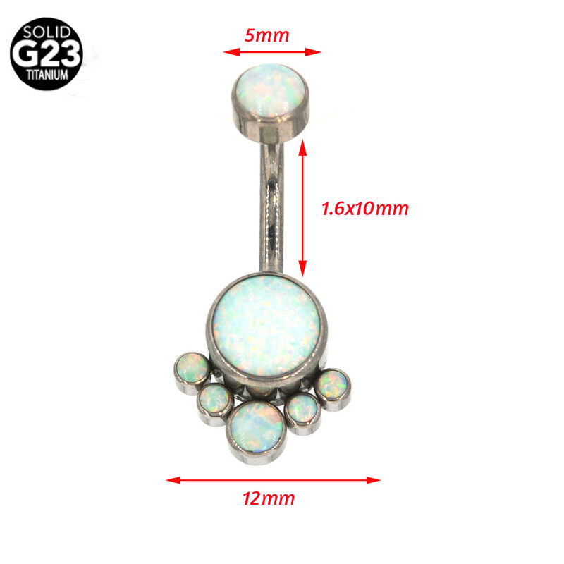 ASTM F136 titán köldök gyűrűk opál belső menetes köldökívek súlyzó köldökgyűrű női piercing ékszer G23