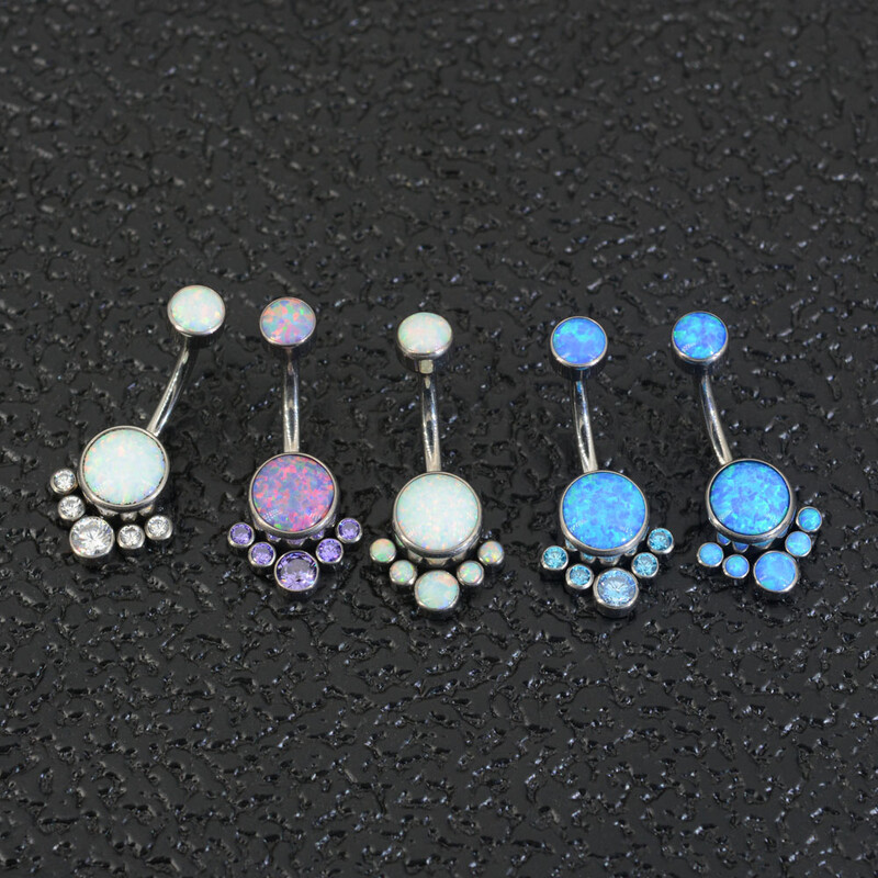 ASTM F136 titán köldök gyűrűk opál belső menetes köldökívek súlyzó köldökgyűrű női piercing ékszer G23