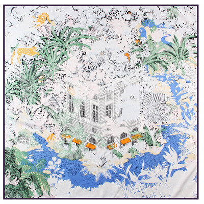 POBING Kézi tekercselt szálas selyem sál Női Erdei Zebra Négyzet Sálak Echarpes Foulard Femme Wrap Lady Bandana Hidzsáb 90cm