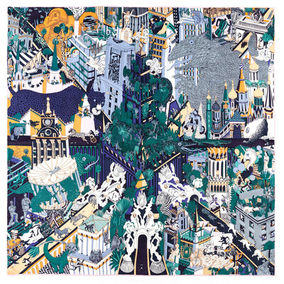 POBING Kézi tekercselt szálas selyem sál Női Erdei Zebra Négyzet Sálak Echarpes Foulard Femme Wrap Lady Bandana Hidzsáb 90cm