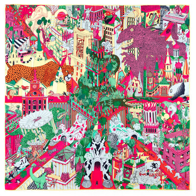 POBING Kézi tekercselt szálas selyem sál Női Erdei Zebra Négyzet Sálak Echarpes Foulard Femme Wrap Lady Bandana Hidzsáb 90cm