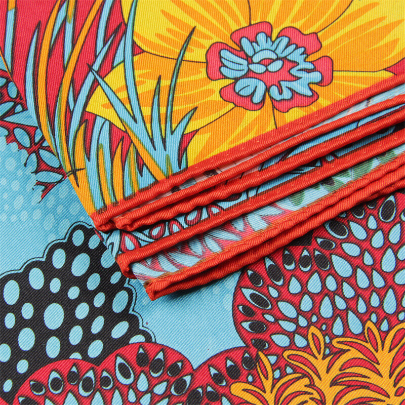 POBING Kézi tekercselt szálas selyem sál Női Erdei Zebra Négyzet Sálak Echarpes Foulard Femme Wrap Lady Bandana Hidzsáb 90cm