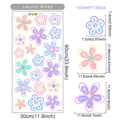 Autocolante de perete cu flori de margarete pentru cameră, decorare boomiană a casei, creșă pentru bebeluși, cameră pentru copii, decor pentru cameră pentru fete, autocolante detașabile din vinil