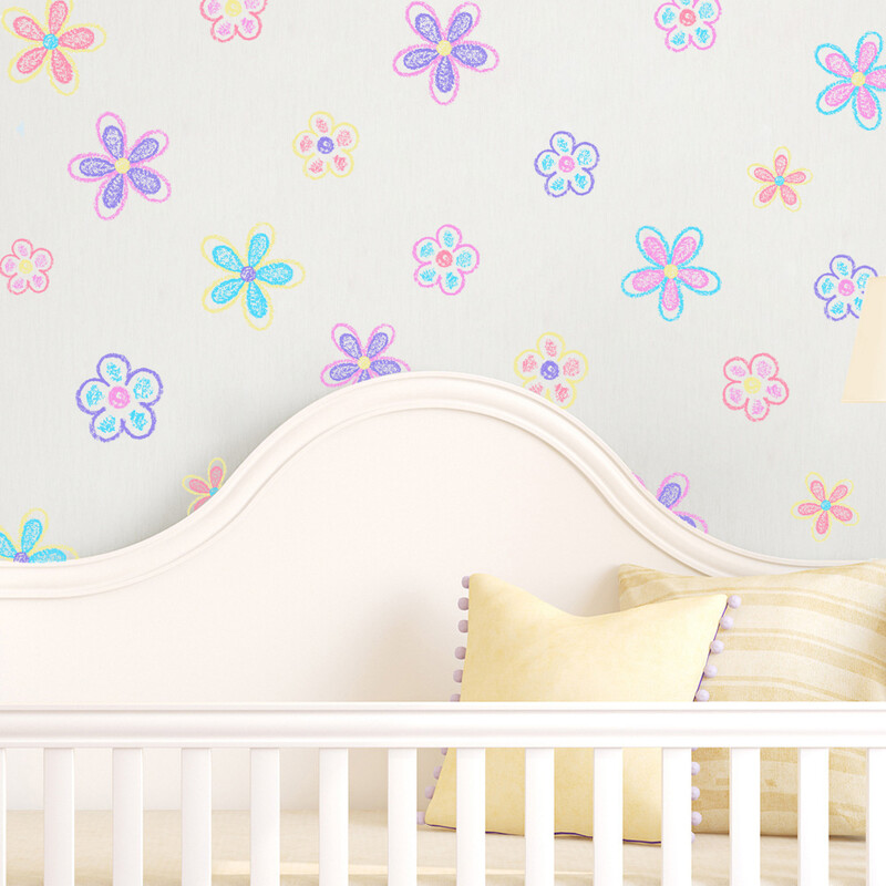 Autocolante de perete cu flori de margarete pentru cameră, decorare boomiană a casei, creșă pentru bebeluși, cameră pentru copii, decor pentru cameră pentru fete, autocolante detașabile din vinil
