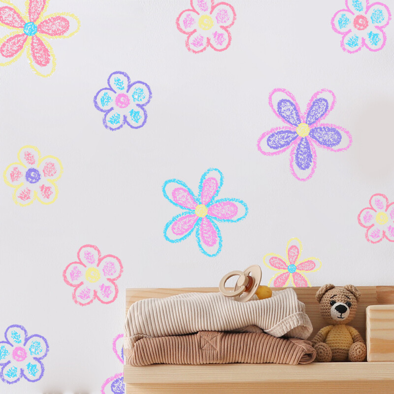 Autocolante de perete cu flori de margarete pentru cameră, decorare boomiană a casei, creșă pentru bebeluși, cameră pentru copii, decor pentru cameră pentru fete, autocolante detașabile din vinil