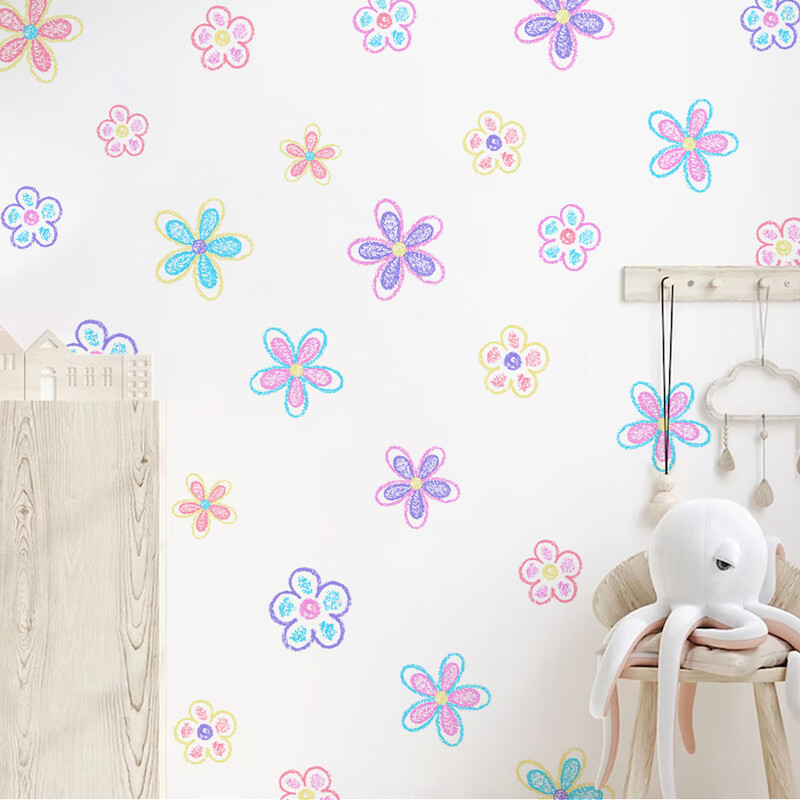 Autocolante de perete cu flori de margarete pentru cameră, decorare boomiană a casei, creșă pentru bebeluși, cameră pentru copii, decor pentru cameră pentru fete, autocolante detașabile din vinil