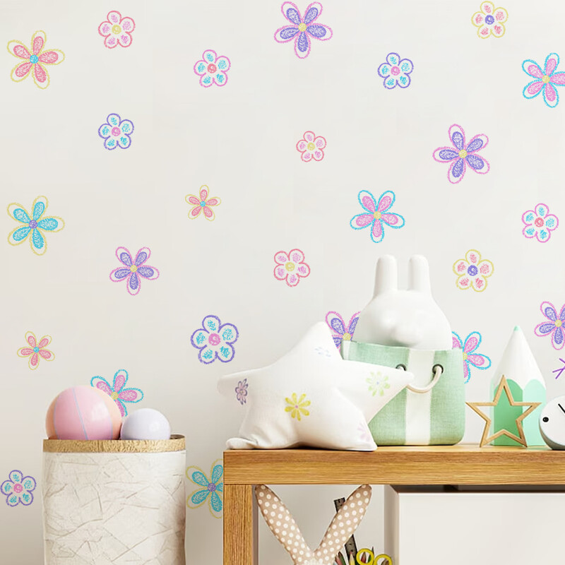 Autocolante de perete cu flori de margarete pentru cameră, decorare boomiană a casei, creșă pentru bebeluși, cameră pentru copii, decor pentru cameră pentru fete, autocolante detașabile din vinil