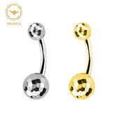 Piercing do pupka z titánu MDNEN ASTM F136 s fazetovou loptou a textúrou futbalového pupka, šperky na telo.