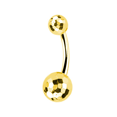 Piercing do pupka z titánu MDNEN ASTM F136 s fazetovou loptou a textúrou futbalového pupka, šperky na telo.