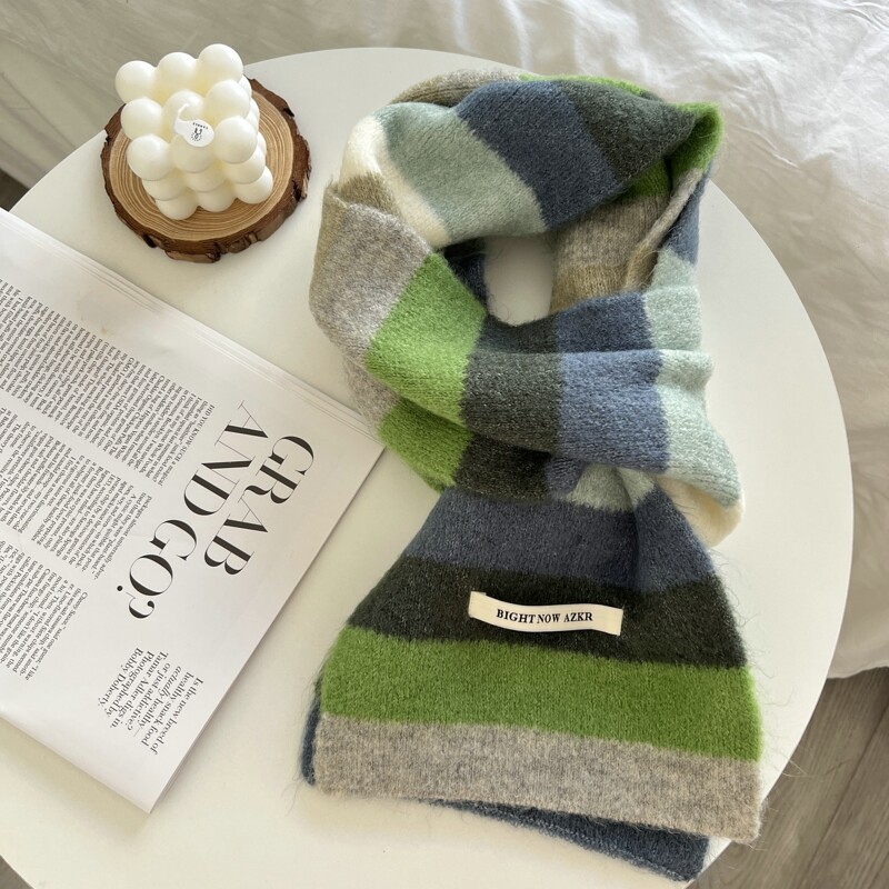 Divatos többszínű csíkos sál meleg téli kis keskeny kendő női szép divat alkalmi sálak nőknek