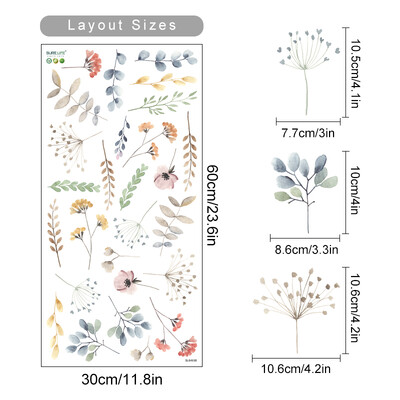 Rajzfilm akvarell virágos növények fali matrica vinil levehető barkácsmatricák falmatrica gyerekszoba nappali belső lakberendezés
