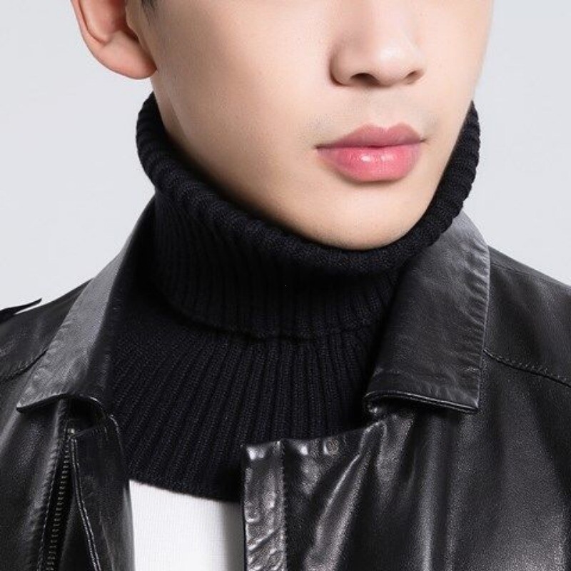 Bărbați tricotat guler fals eșarfă cu nervuri elastic guler fals iarnă cald Ciclism guler rezistent la vânt Volane eșarfă detașabilă