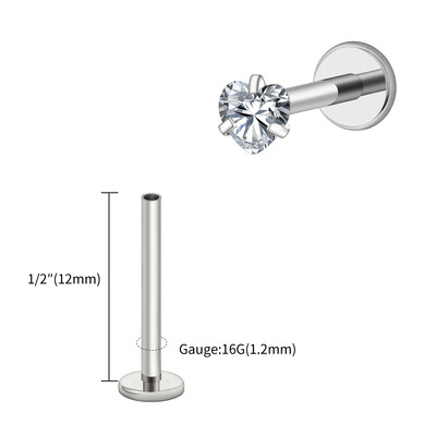 Piercing do nosa s vnútorným závitom, titánový piercing 16G s rytím, tvarom srdca a zirkónmi, do chrupavky, tragusu a špirály.