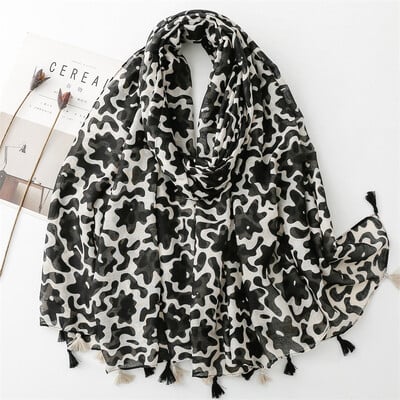 Vékony divat aztec paisley virágos bojt viszkóz kendő sál kiváló minőségű pakolás pashmina lopott Bufandas muszlim hidzsáb 180*90cm