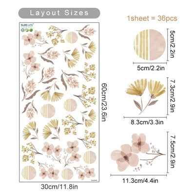 Boho kvety, listy, bylinky, pole, nástenná nálepka do detskej izby, vinylové nástenné dekorácie pre deti, detskú izbu, bytové dekorácie